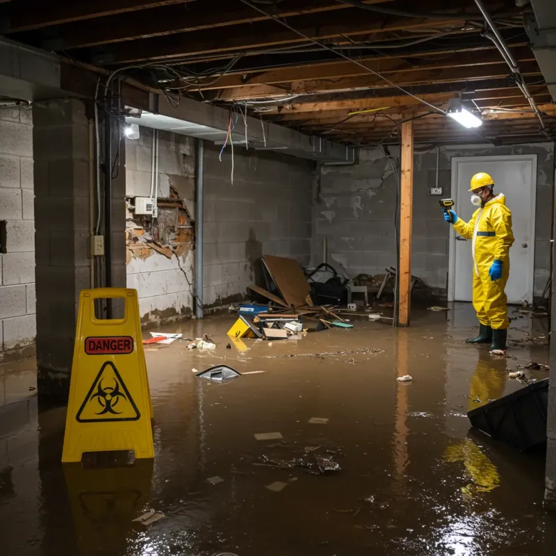 Flooded Basement Electrical Hazard in Bright, IN Property